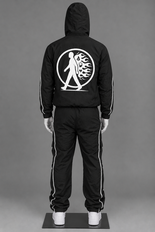 Black Windbreaker Tracksuit
