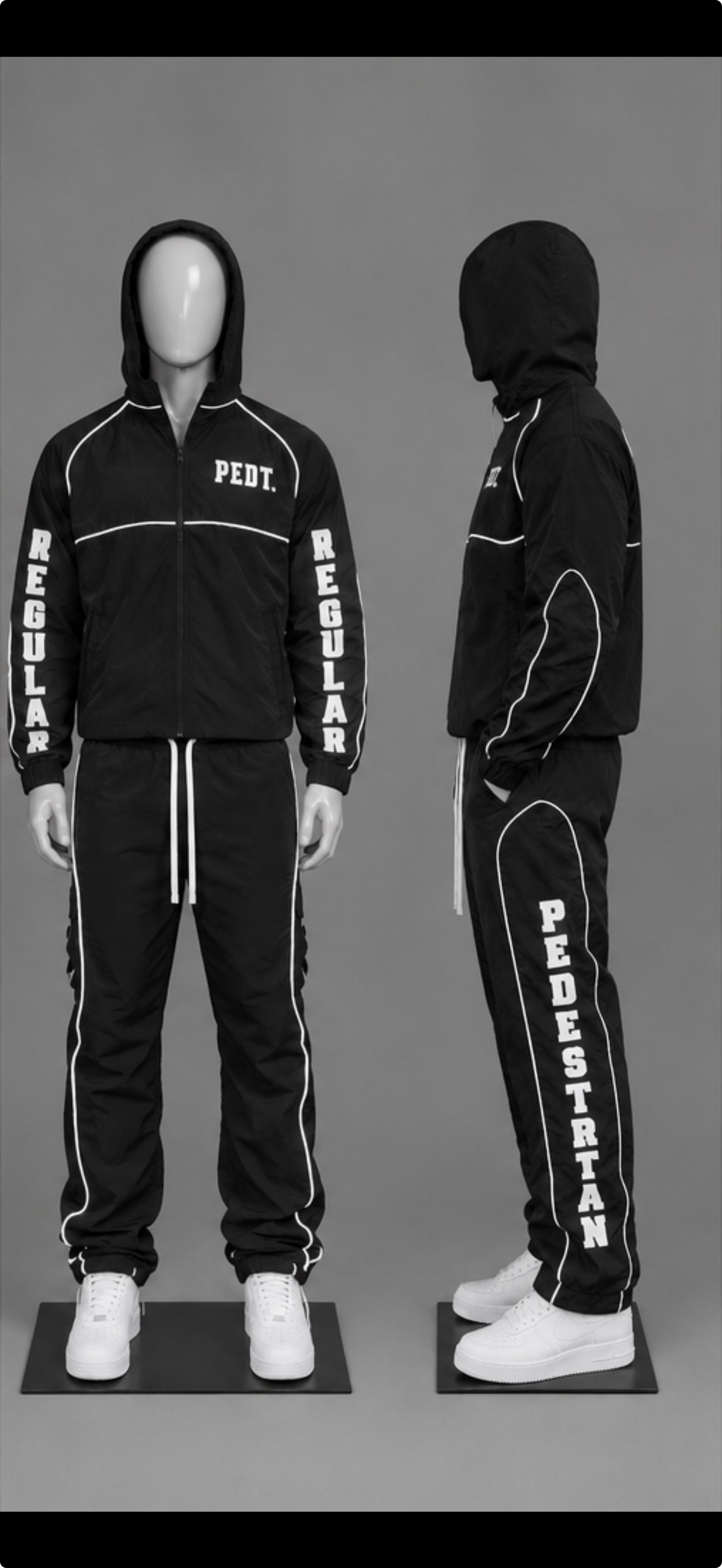 Black Windbreaker Tracksuit